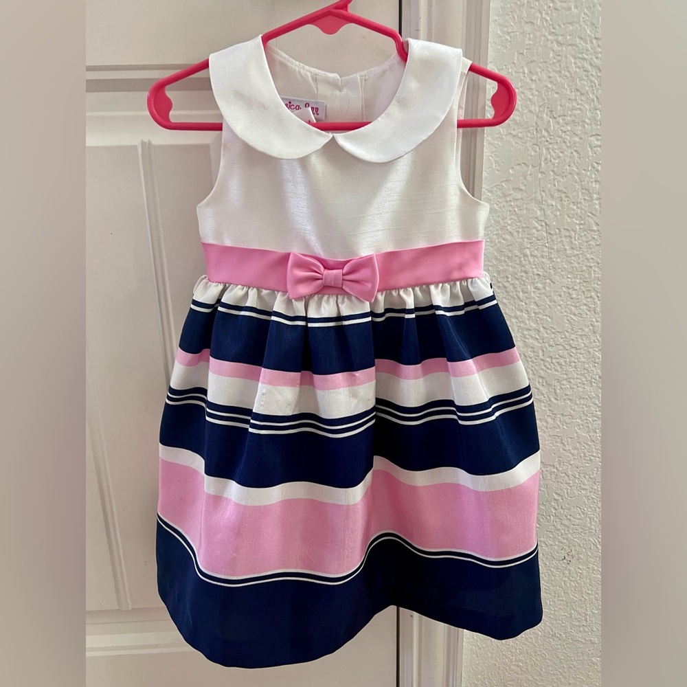 Infant girls Pink, Navy and White Dress